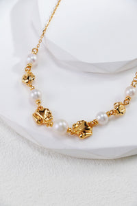 Golden Charm Pearl Necklace