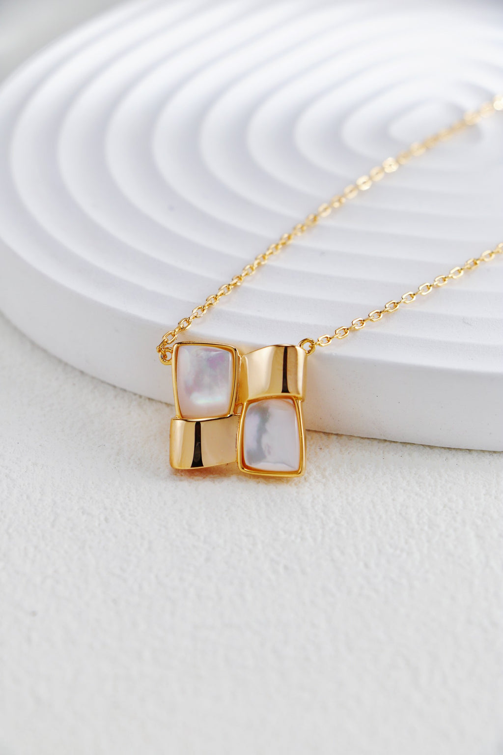 Gold Mother-of-Pearl Mosaic Necklace