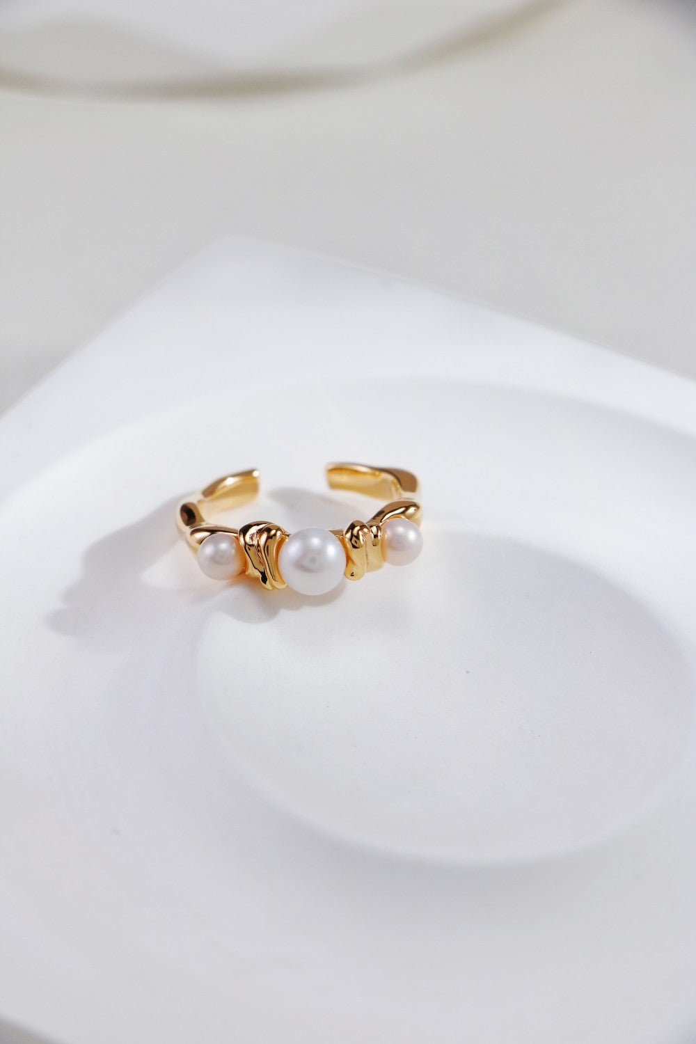 Golden Pearl Trio Ring
