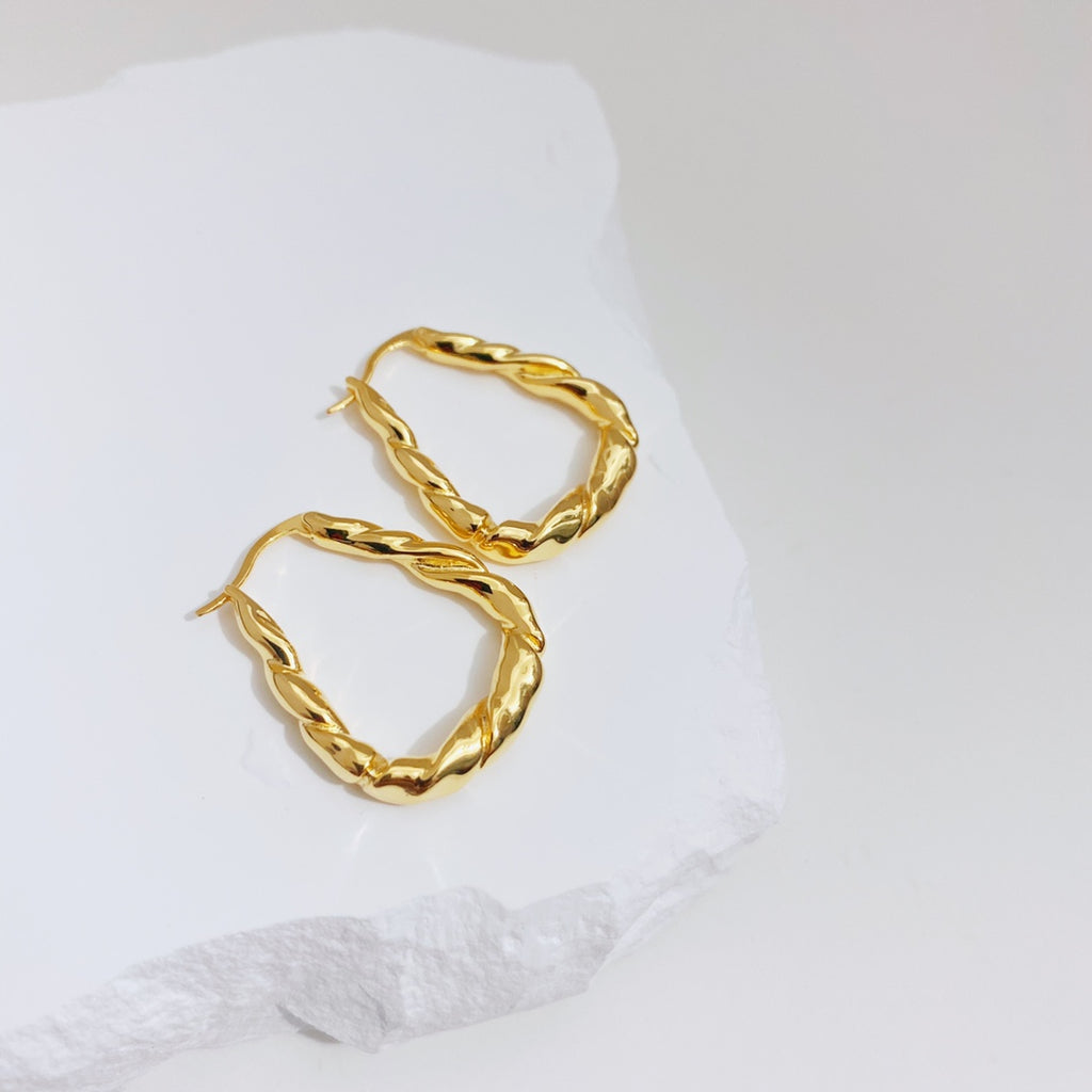 Golden Twist Hoop Earrings