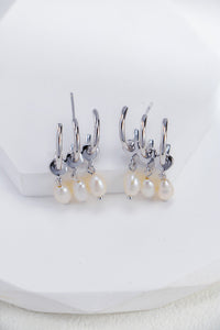 Cascading Pearl Triple Hoop Earrings