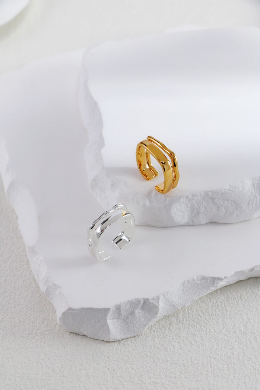 Golden Wave Stacked Ring