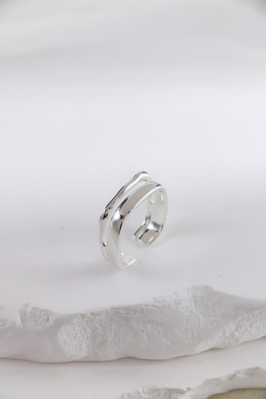 Silver Wave Stacked Ring