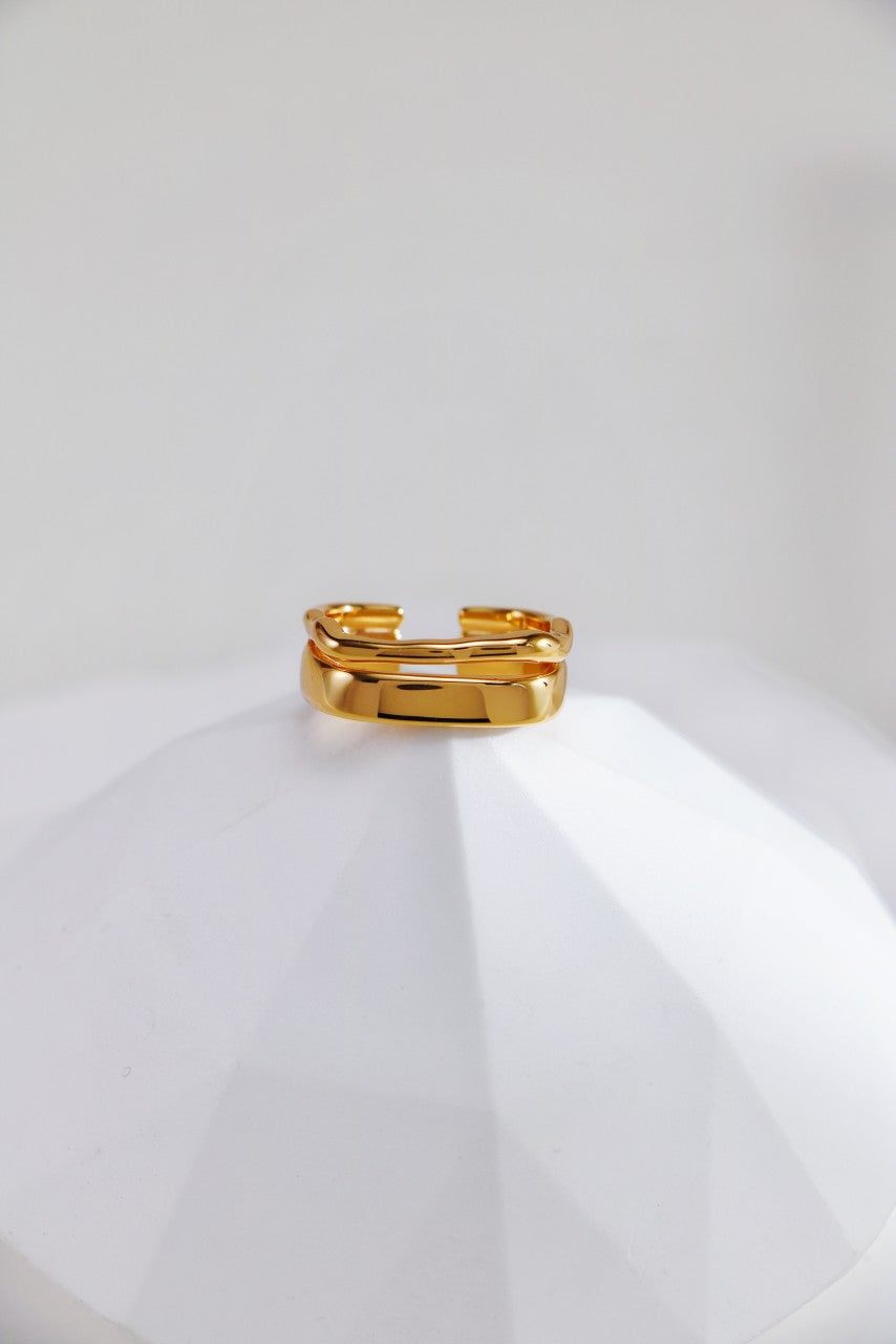 Golden Wave Stacked Ring