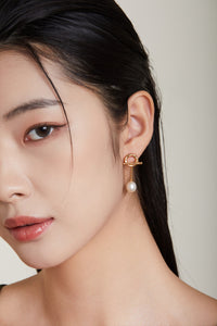 Golden Convertible Pearl Drop Earrings