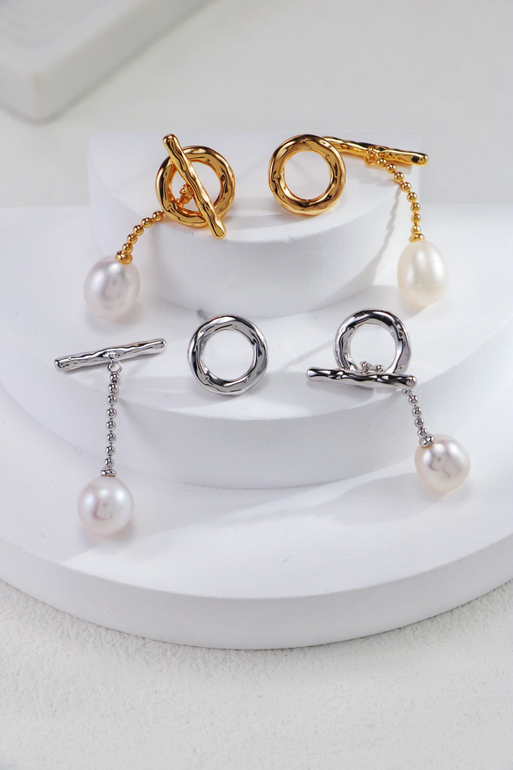 Golden Convertible Pearl Drop Earrings