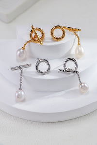 Golden Convertible Pearl Drop Earrings