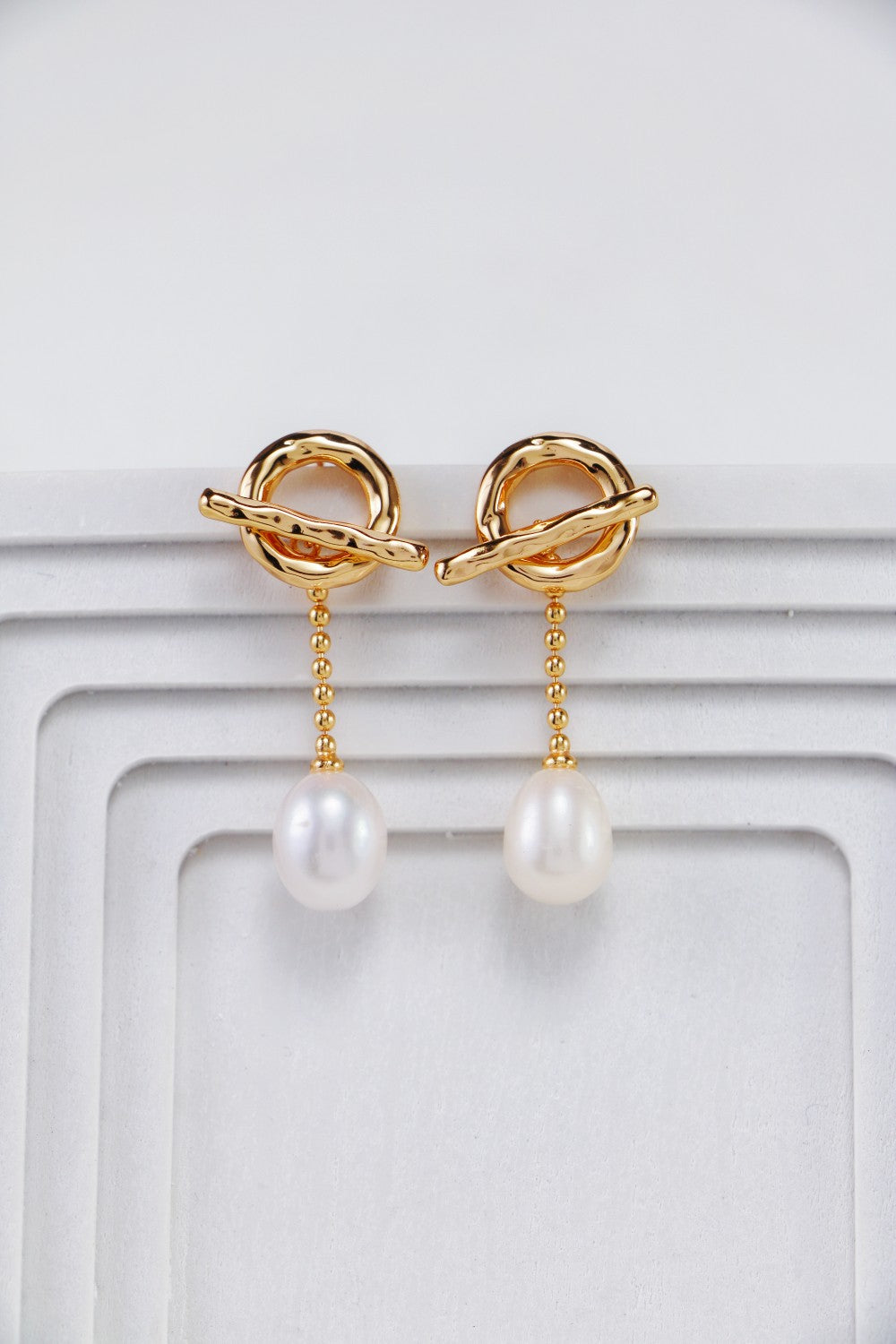 Golden Convertible Pearl Drop Earrings