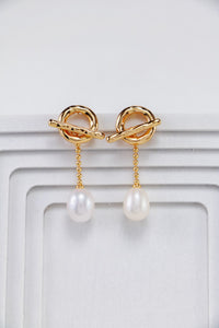 Golden Convertible Pearl Drop Earrings