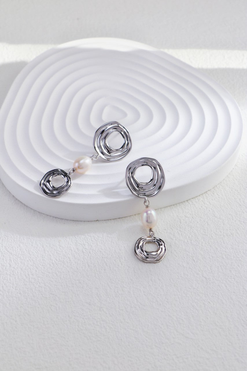 Interwoven Elegance Pearl Drop Earrings