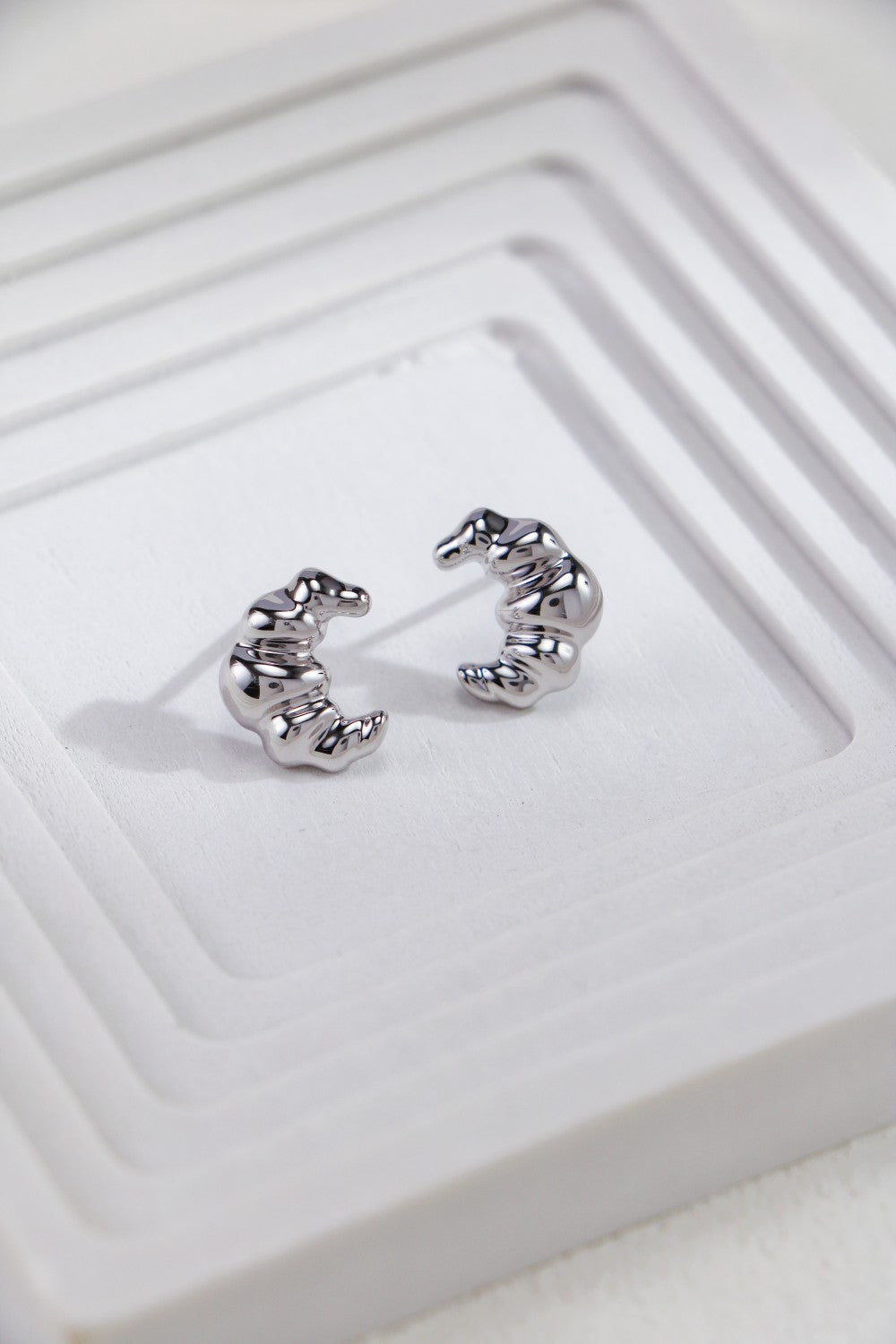 Croissant-Inspired Silver Earrings