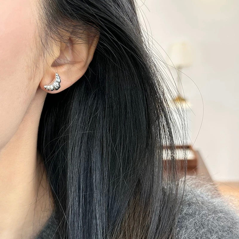 Croissant-Inspired Silver Earrings