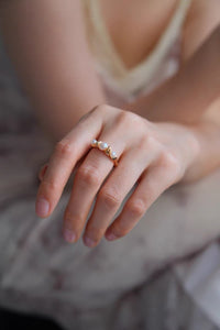 Golden Pearl Trio Ring