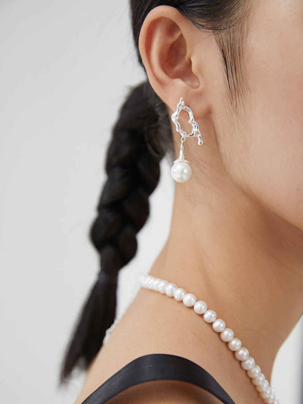 Lunar Drop Pearl Earrings
