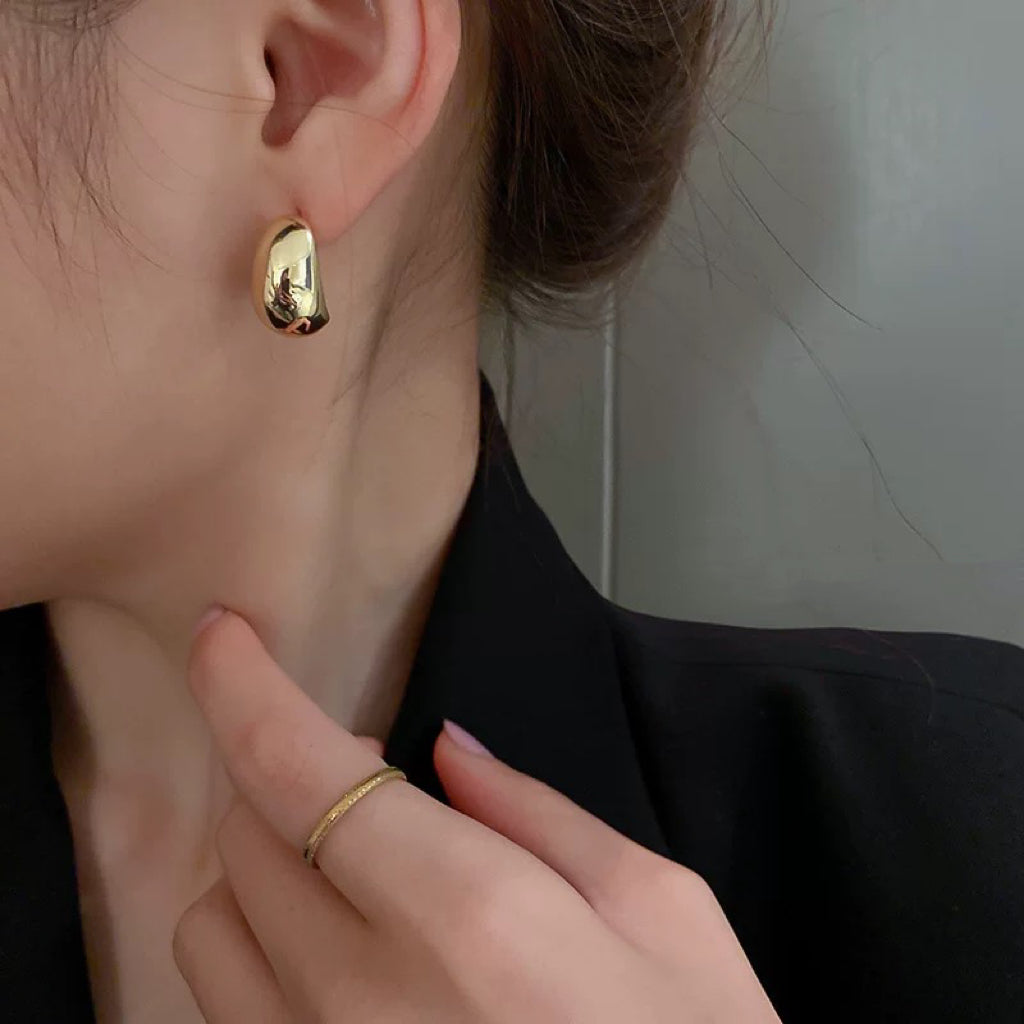 Golden Crescent Hoop Earrings