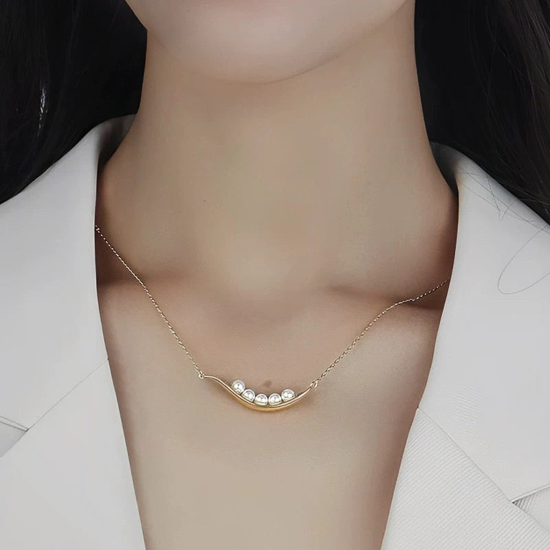 Golden Pod Pearl Necklace