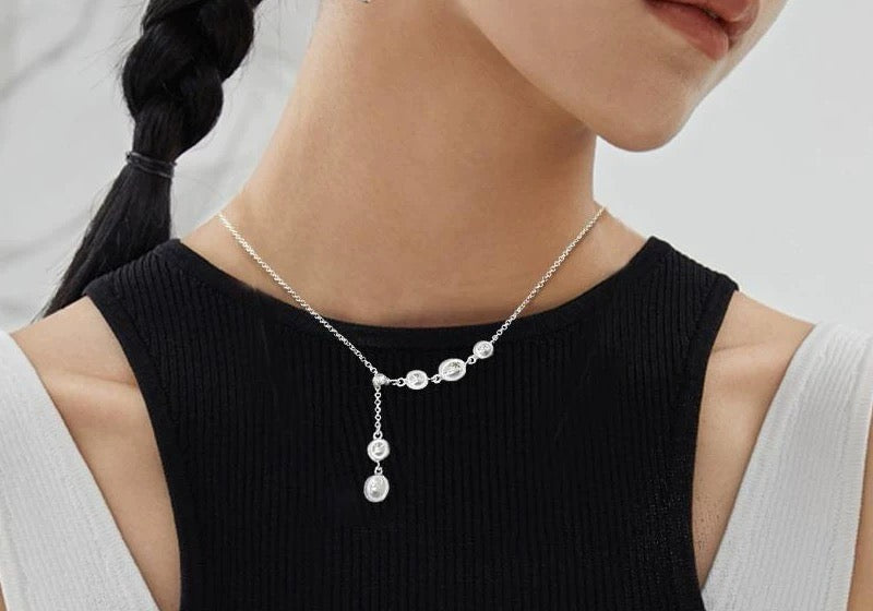 Liquid Silver Droplet Necklace