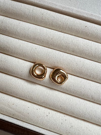 Abstract Gold Stud Earrings