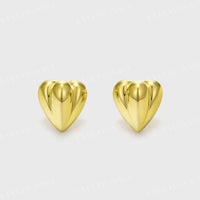 Golden Ripple Heart Stud Earrings